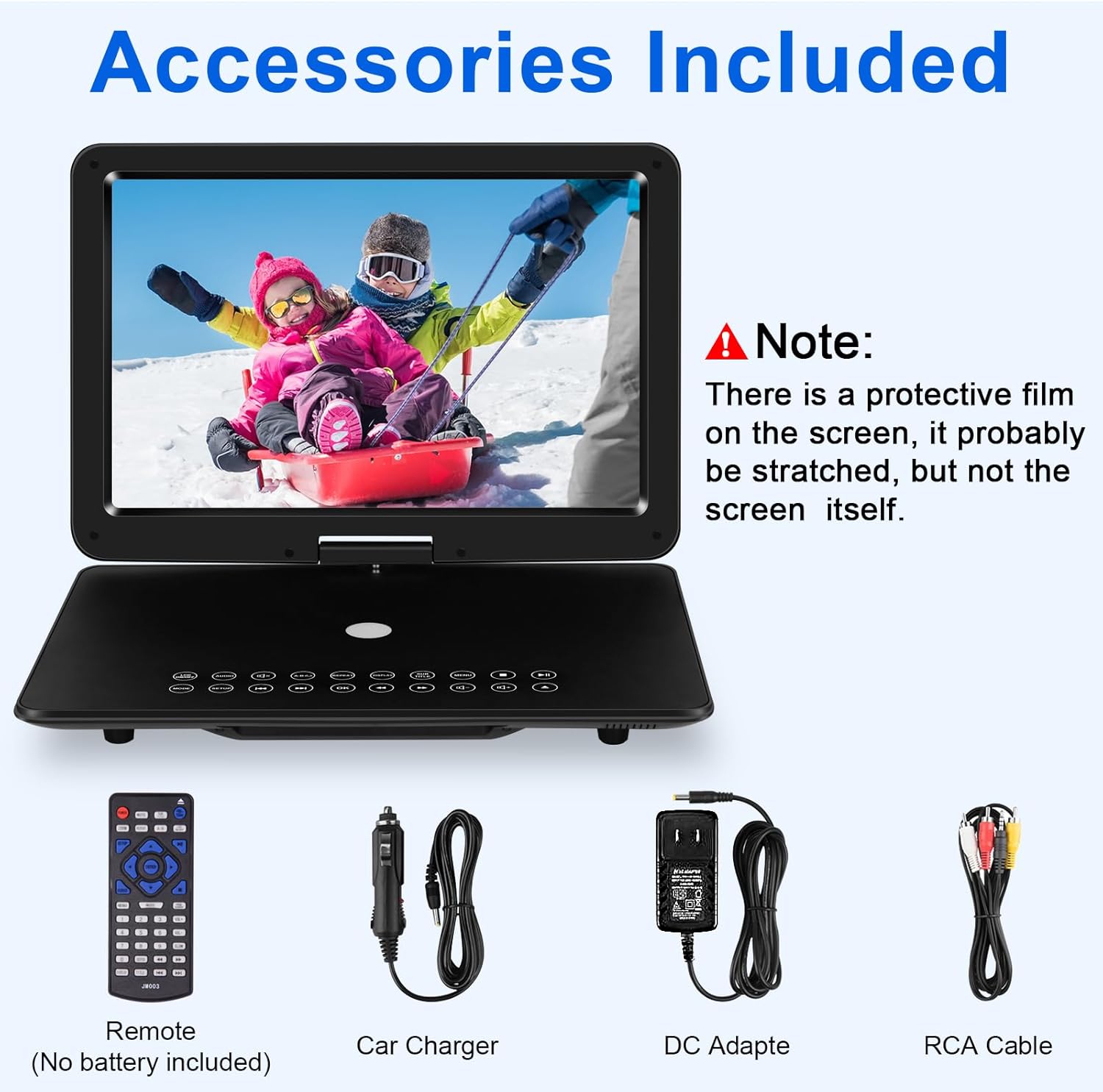19.6" Portable DVD Player with 17.1" HD Swivel Screen, 4H Rechargeable Battery, Support USB/SD Card/Discs/Sync TV, Dual Stereo Speakers, Last Memory, Car Charger, Remote Control
