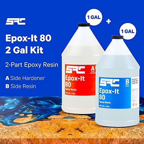 Specialty Resin & Chemical Epox-It 80 (2 Gal) Clear Epoxy Resin Kit for Beginners & Experts| Clear Epoxy Coating for Bar Top, Countertop, Tabletop| Crystal Clear formula for Jewelry, Art, & Laminating