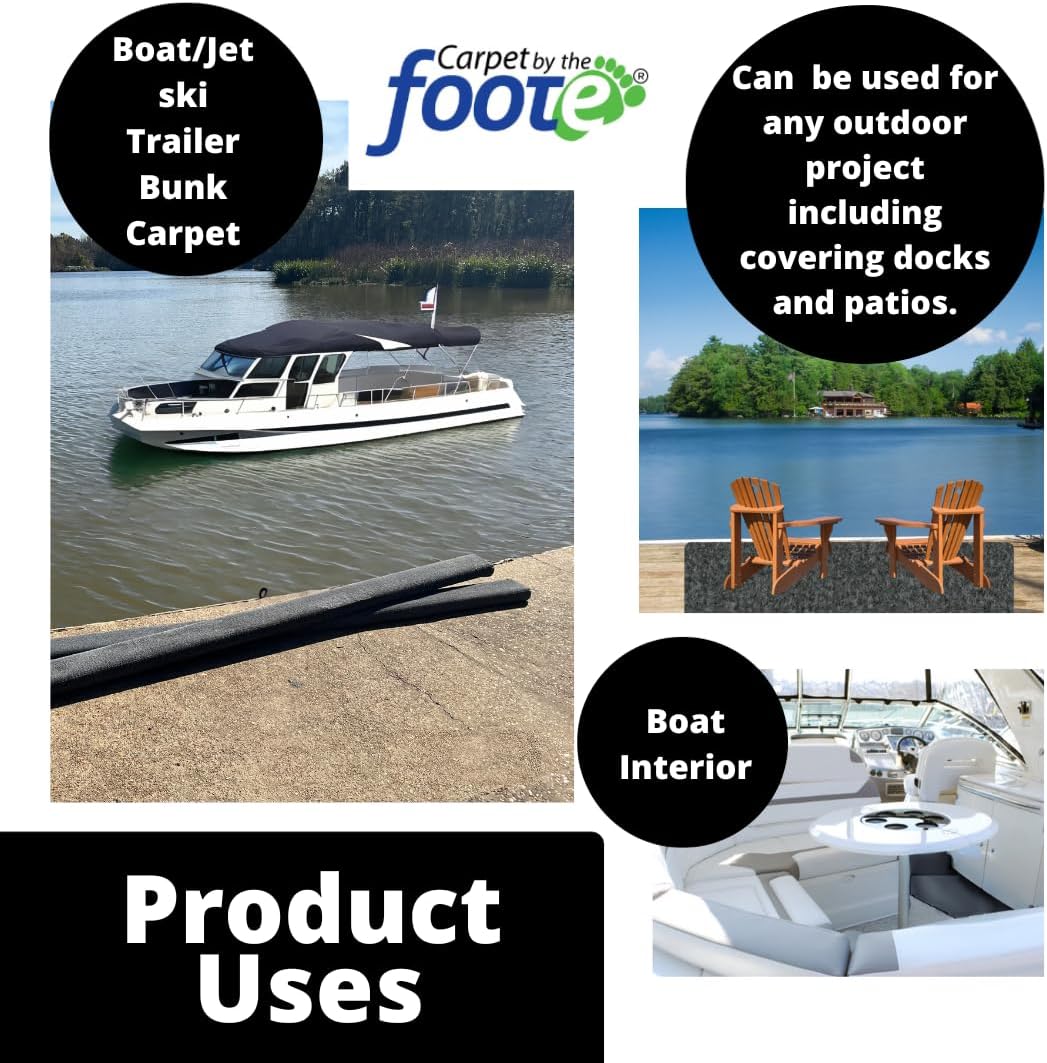 Boat Trailer Bunk Carpet, Trailer Guide Carpet, Marine Carpet, Boat Carpet, Bunk Padding, (Midnight Grey, 20oz 12" (in) Wide x 100' (ft) Long)