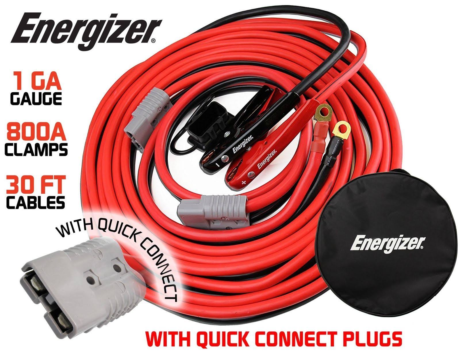 Energizer 1-Gauge 800A Permanent Installation Kit Jumper Battery Cables with Quick Connect