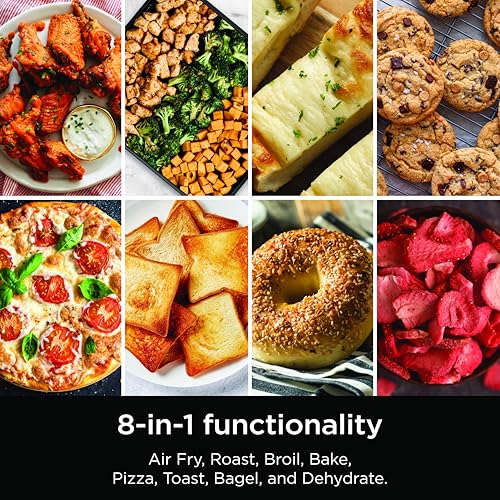 Ninja Digital Air Fry Countertop Oven, 8-in-1 Functionality, 1800W, Flip-Up Design, XL Capacity, Air Fry Basket, Wire Rack & Crumb Tray, Silver, SP101
