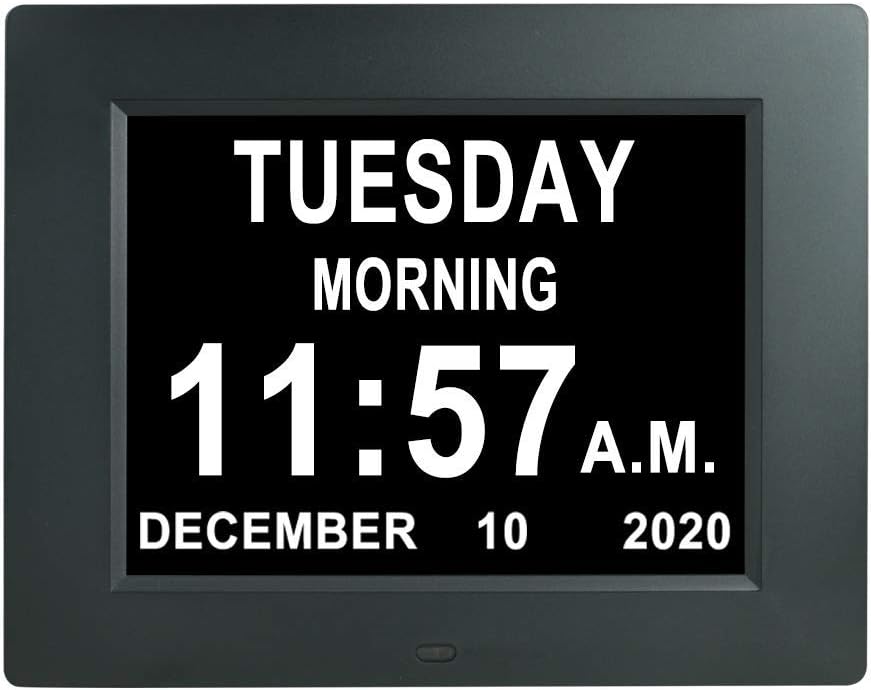 [2022 Upgrade] Extra Large Digital Calendar Day Date Clock with 12 Alarm Options Non-Abbreviated Day & Month impaired Vision Dementia Clocks for Senior Elderly