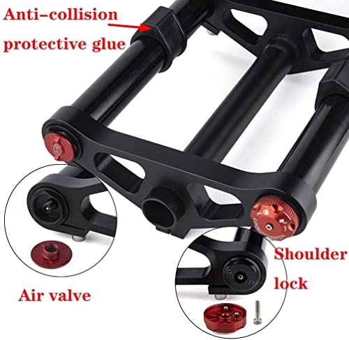 ZECHAO Snow Bike Fat Fork 1-1/8" Mountain Air Suspension Fork Double Shoulder 160mm Travel QR E-Bike Front Fork 26x4.0 Disc Brake Beach