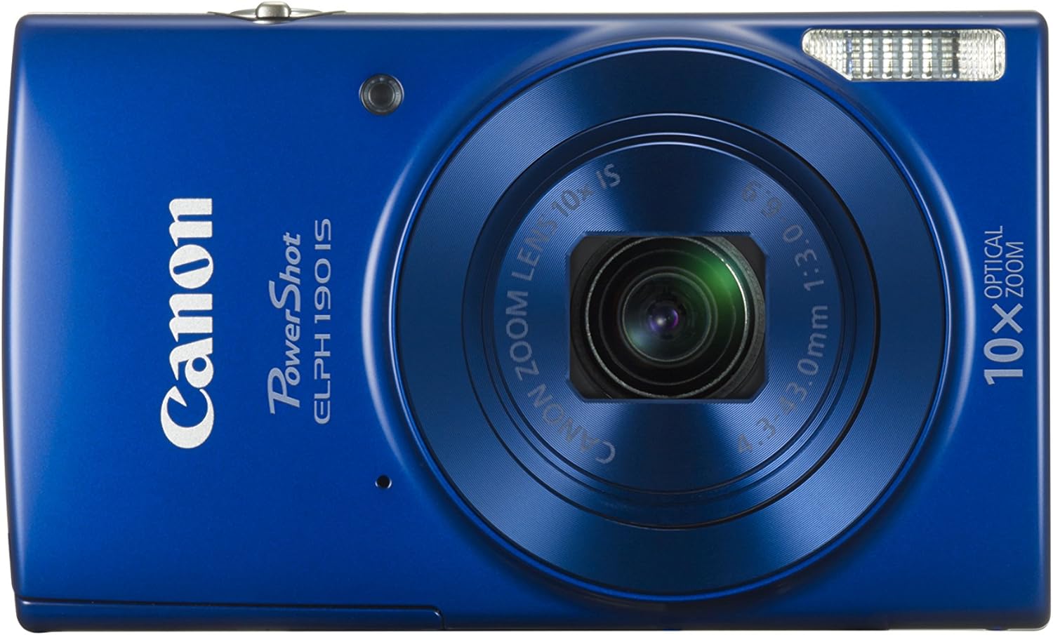 Canon PowerShot ELPH 190 Digital Camera w/10x Optical Zoom and Image Stabilization - Wi-Fi & NFC Enabled (Blue) (Renewed)