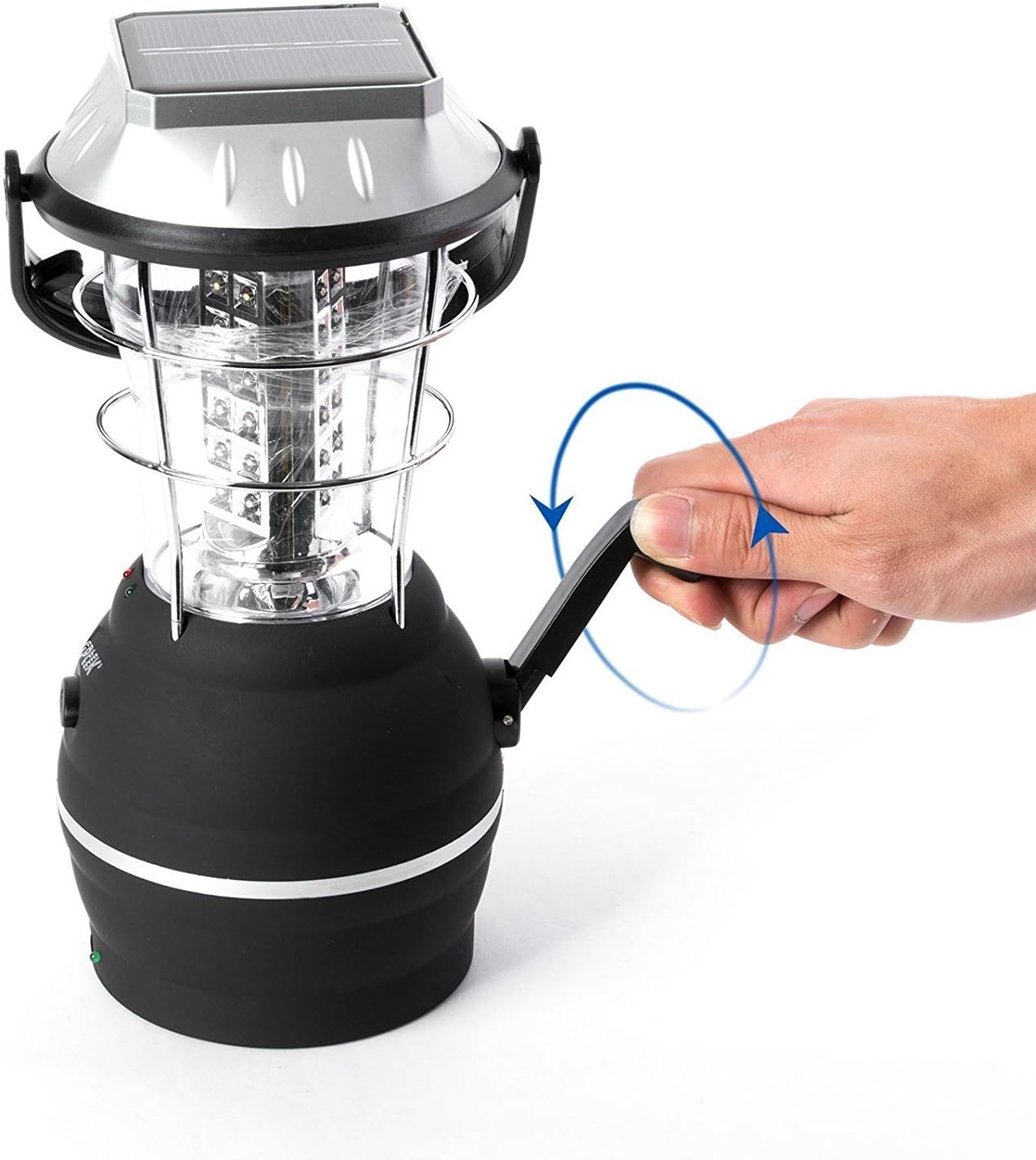 AGPTEK Solar Lantern, 5 Mode Hand Crank Dynamo 36 LED Rechargeable Camping Lantern Emergency Light, Ultra Bright LED Lantern - Car Charge - Camping Gear for Hiking Emergencies Hurricane Outages