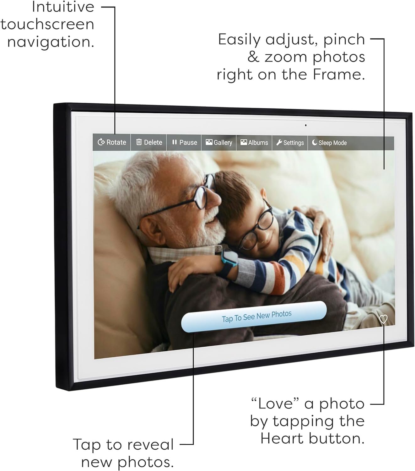 Skylight Digital Picture Frame - WiFi Enabled with Load from Phone Capability, Touch Screen Digital Photo Frame Display - Customizable Gift for Friends and Family - 15 Inch Black