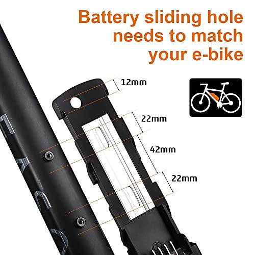 Yose Power Ebike Battery 36V 13Ah 17.4Ah/48V 13Ah 20Ah/52V 13Ah 15Ah Down Tube Battery for 200-1500W Motor, Electric Bicycle Lithium-Ion Battery, Safe Lock, Led Indicator Light, with Base and Charger