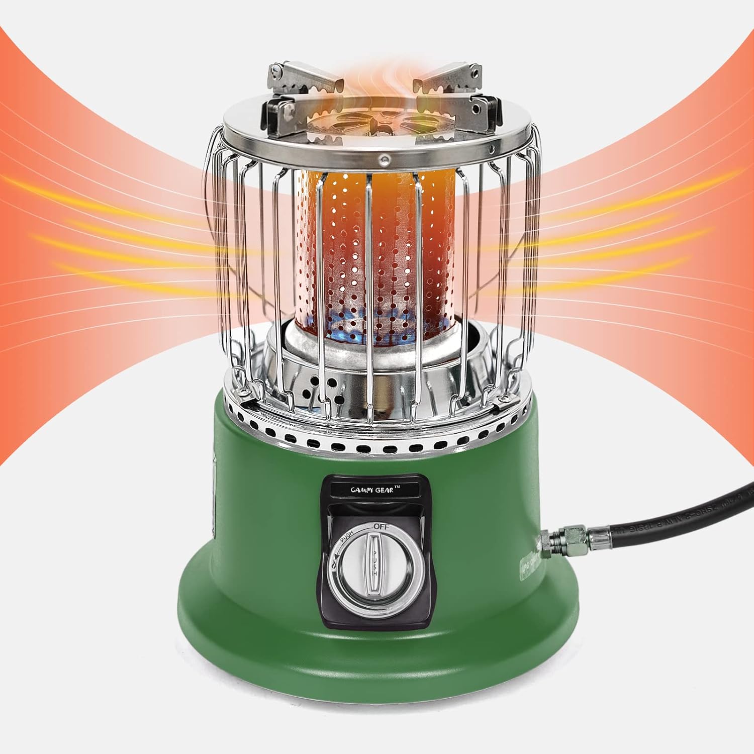 Campy Gear Hunky 18,000 BTU 2 in 1 Portable Propane Heater & Stove with Hose and Pot, Outdoor Camping Gas Stove Camp Tent Heater for Ice Fishing Backpacking Hiking Hunting Survival Emergency (Orange)