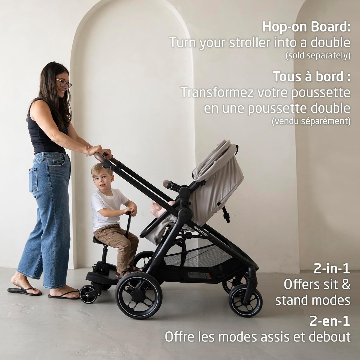Maxi-Cosi New Generation Zelia Luxe 5-in-1 Modular Travel System, Carriage Mode, Reversible Toddler Seat, Mico Infant Car Seat (included), Enhanced All-Terrain Wheels, Use from Birth – Essential Green