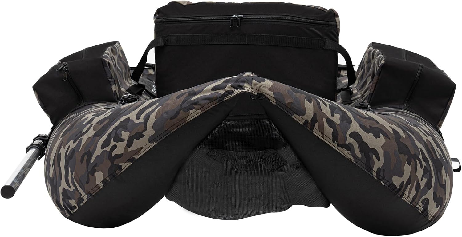 Inflatable Kayak Set, 1-Person Portable Inflatable Fishing Boat with Adjustable Shoulder Straps, Ergonomic High-Back Seat, Outdoor Fishing Boat for Lakes and Rivers, 286.6lbs Weight Capacity