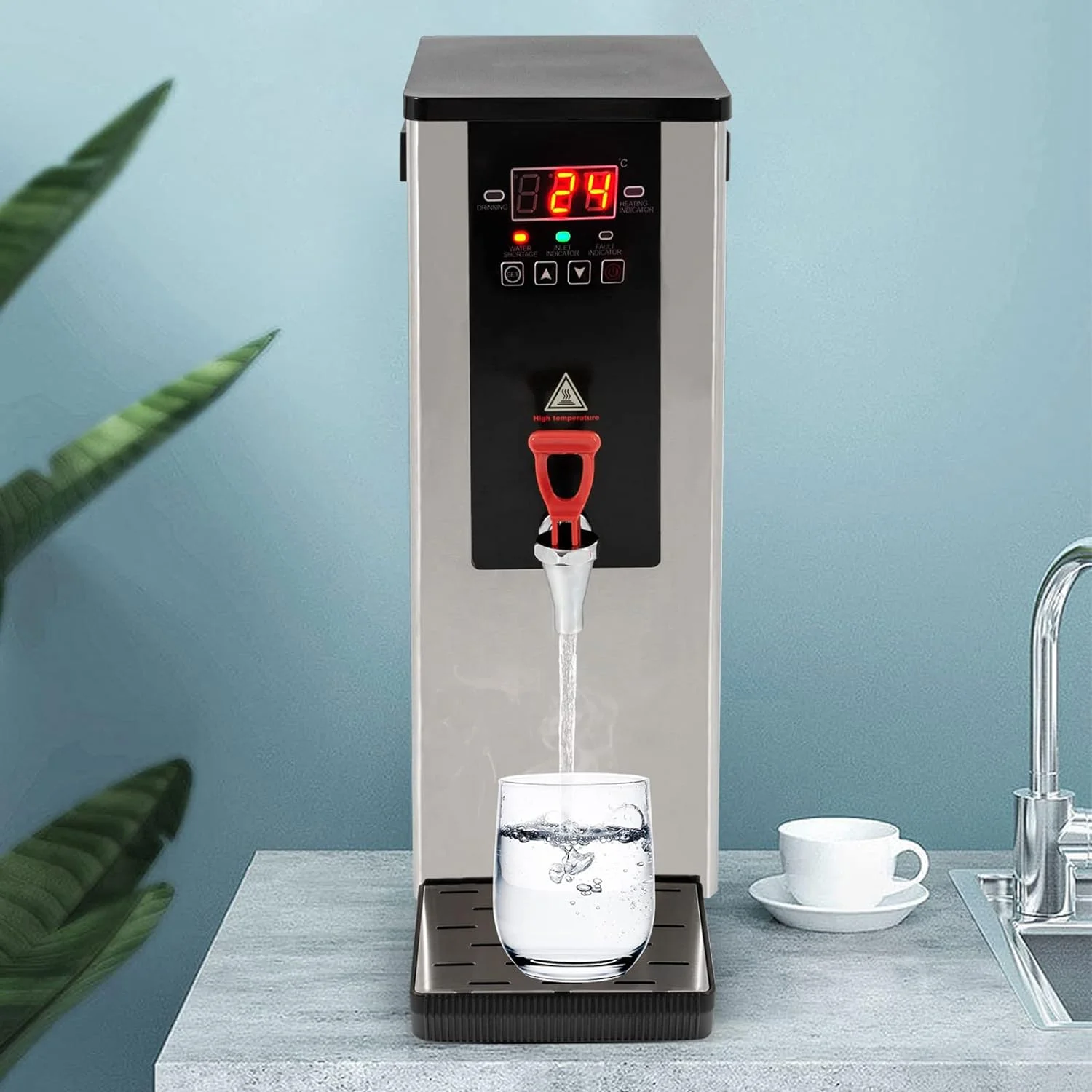 Commercial Hot Water Dispenser, 2.4KW Electric Water Boiler Dispenser 10L Full-Automatic Boiling Water Machine with LCD Display for Tea Coffee Shop - EWD-10A2
