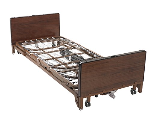 Drive Medical Delta Ultra Light Full Electric Low Hospital Bed Mattress, Half Rails & Innerspring
