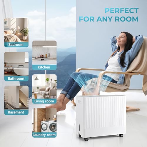 Euhomy 4500 Sq.Ft Energy Star Dehumidifier for Basement with Drain Hose, 50 Pint to 110 Pint Dehumidifier with 1.59 Gallon Water Tank, Auto Drainage,Large Dehumidifiers For Home with 4 Operation Modes