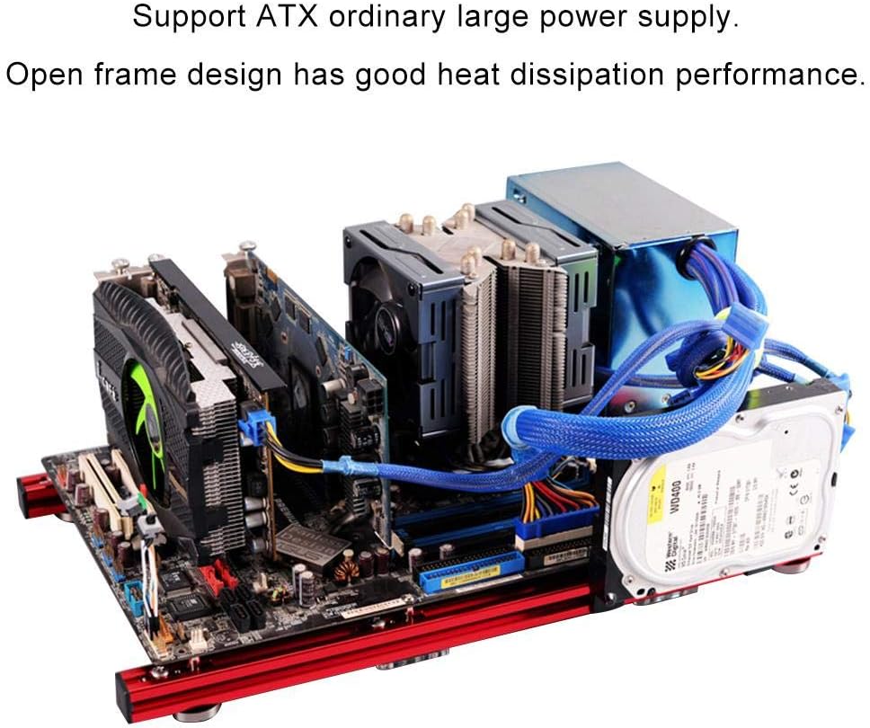 ITX Test Bench Computer Case PC Test Bench, ITX Computer Open Air Case Bracket Aluminum DIY Bare Frame, ATX Case Open Air Computer Case ITX Motherboard Test Bench-Black