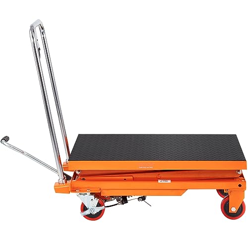 VEVOR Electric Lift Table, 330 lbs Capacity Single Scissor Lift Table, 8-28 in Height Adjustable Lifting Platform, Coffee Table Lift with 4 Wheels, for Material Handling and Transportation, Black