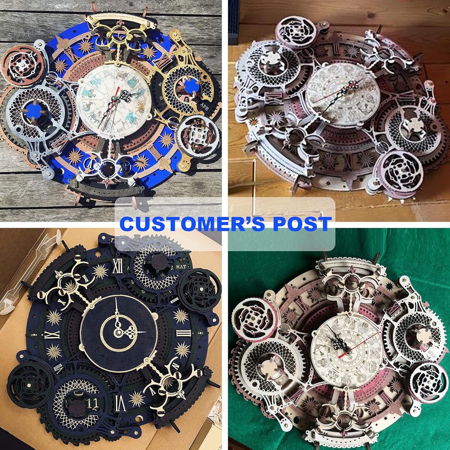 ROKR 3D Wooden Puzzles Zodiac Wall Clock Model Kits to Build DIY Mechanial Building Set for Adults Birthday