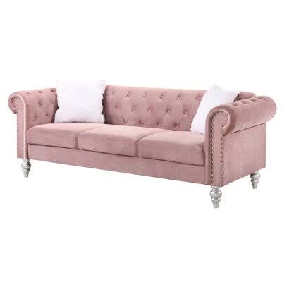 Tena Velvet 83&& Wide Rolled Arm Chesterfield Sofa Rosdorf Park Fabric: Blush Pink