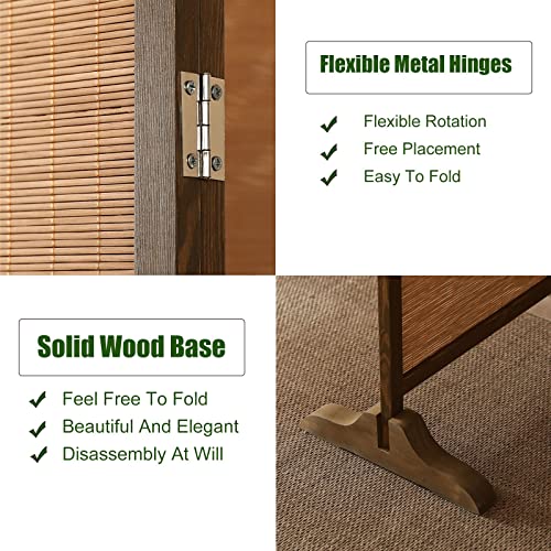 Foldable Room Divider Screen 4 Panel 5 6 7 8 10 11 12 Panels, Farmhouse Privacy Screen Room Separator & Japanese Asian Style Floor Small Space Partitions Wide 5 6 8 10 12 13 Feet 14 Ft(7 Panels,H 170c