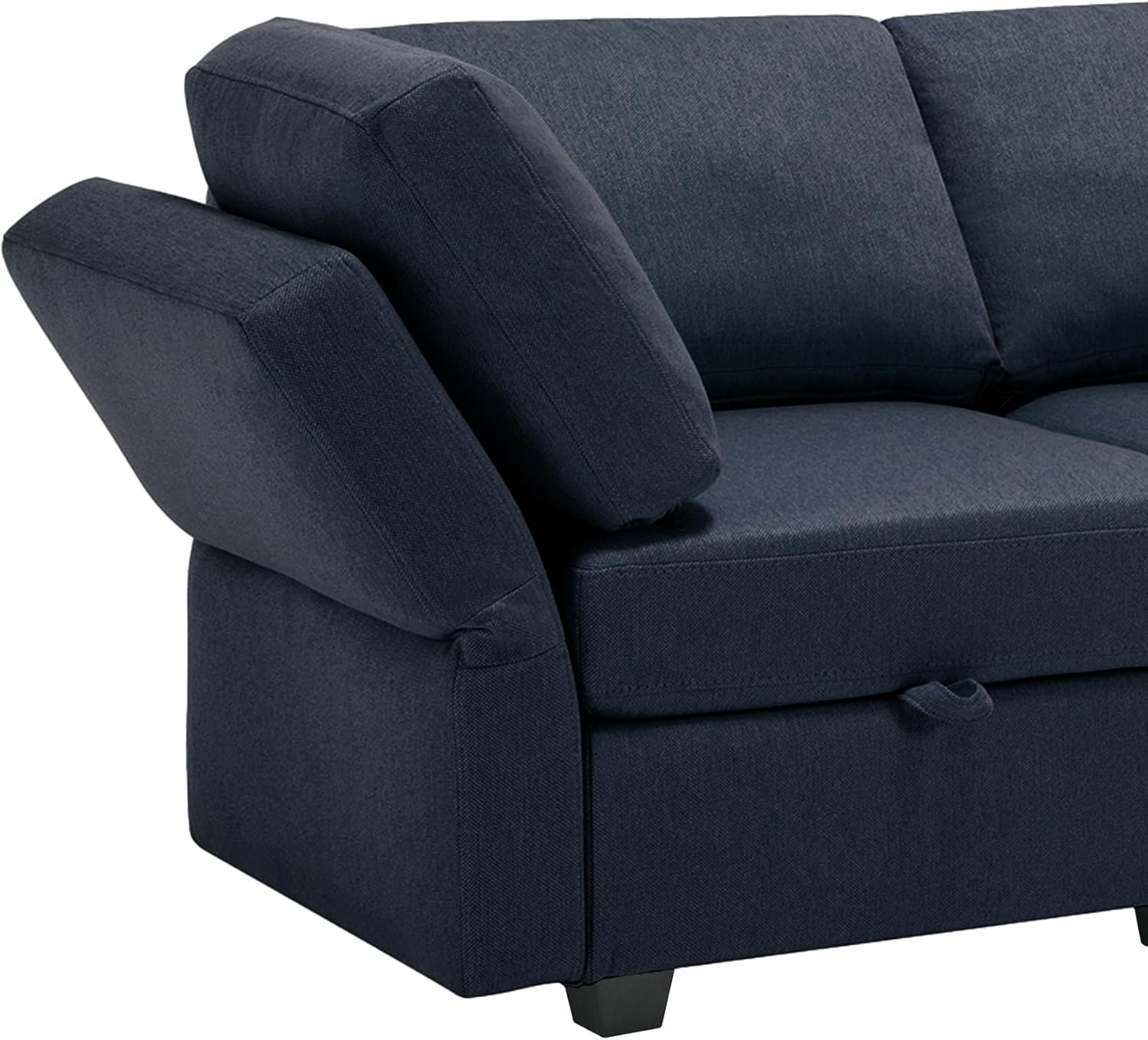 Space Saving Small Sectional Sofa with Ottoman, 2 Seater Sofa with 1 Ottoman, All Seats and Ottomans with Storage Function - Blue