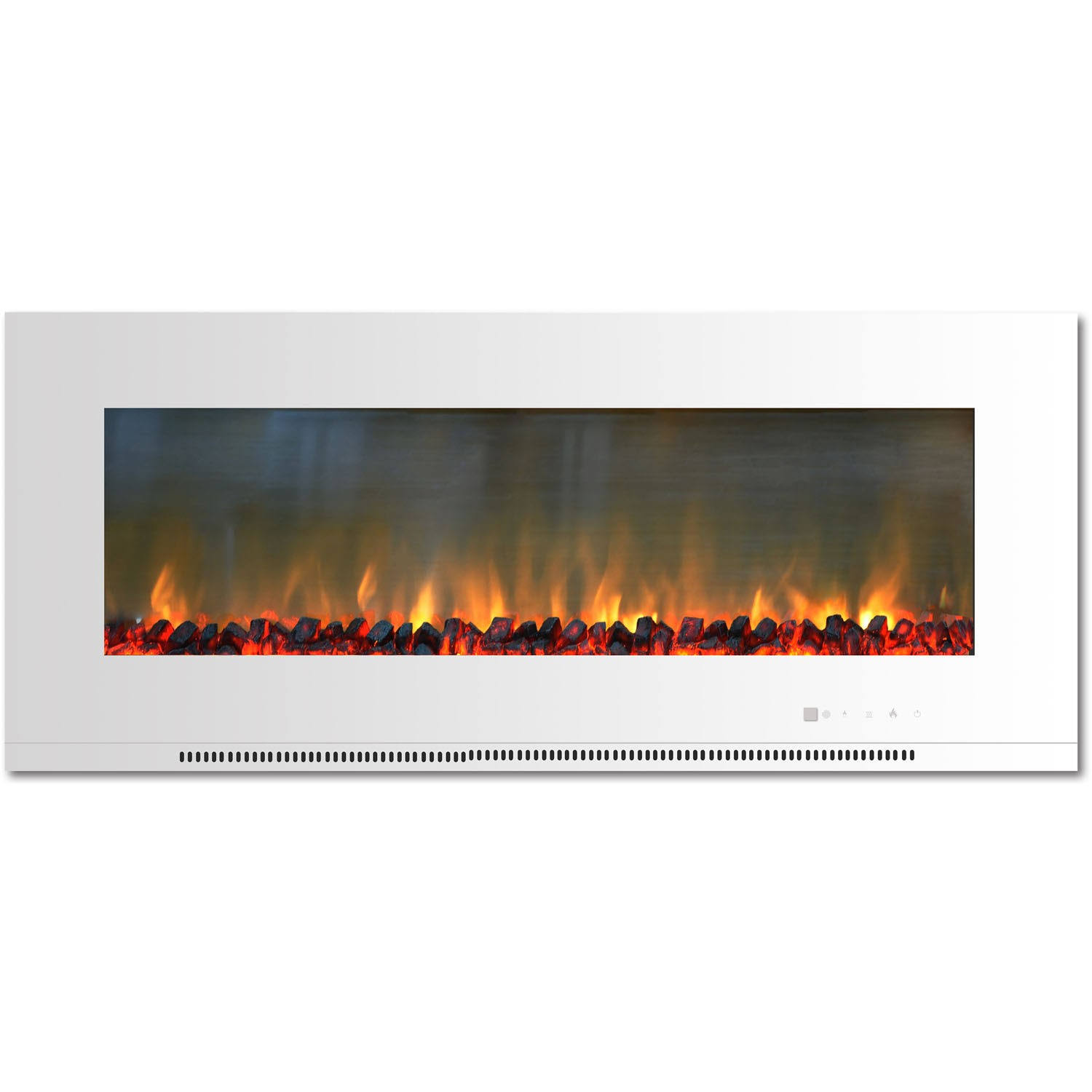 Cambridge Metropolitan Wall-Mount Electric Fireplace with Burning Log Display, White