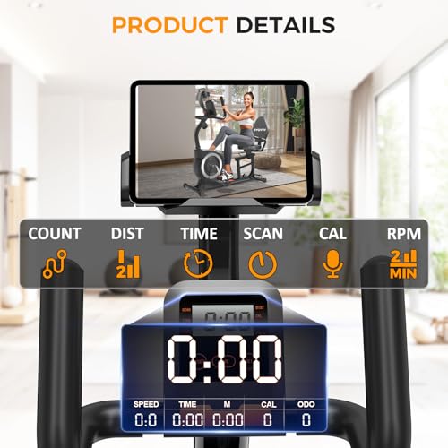 Recumbent Exercise Bike, Recumbent Stationary Bike for Home, Recumbent Bike with 400LB Weight Capacity Whisper-Quiet 16 Levels Magnetic Resistance Heart Rate Handle and Multi-Function LCD Comfortable Seat