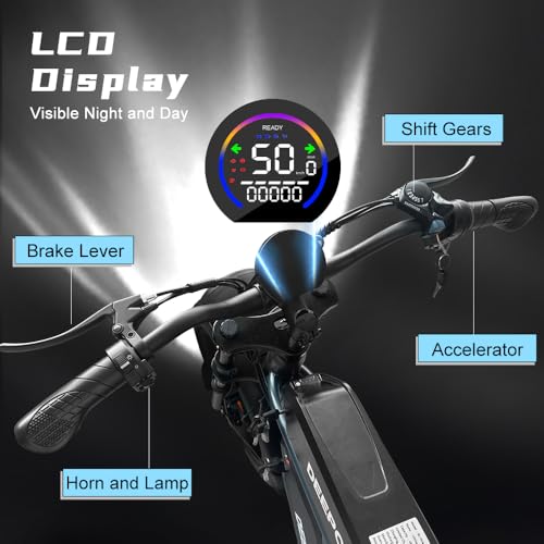 Electric Bike for Adult,1500W Peak Brushless Motor 30 MPH Fat Tire E Bike with 624-2880Wh Removable Battery 20" Electric Dirt Bike with Dual Suspension and 7-Speed