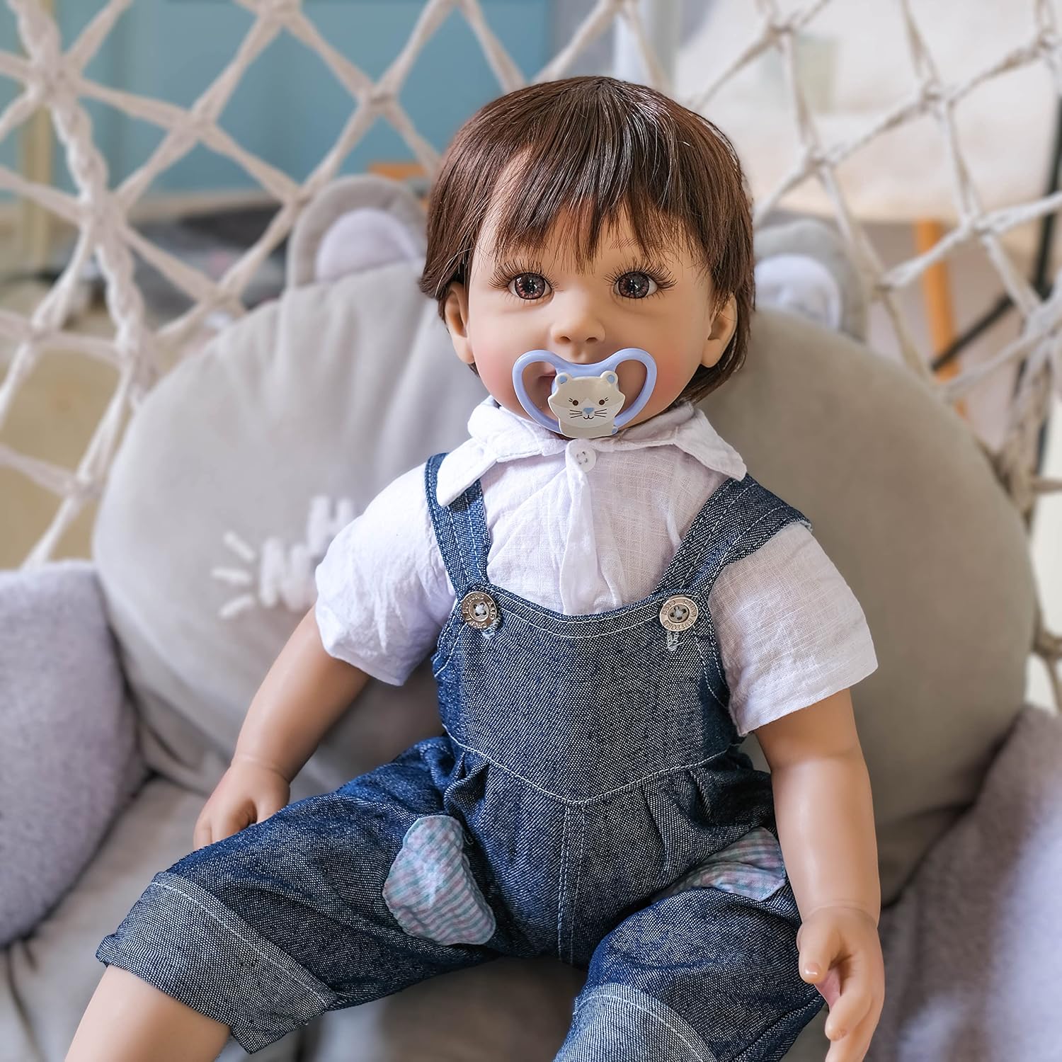 Zero Pam 24 inch Reborn Toddler Dolls Girls Blue Eyes,Soft Silicone Vinyl Real Life Baby Dolls 60cm,Lifelike Baby Newborn Girls with Magnetic Pacifier