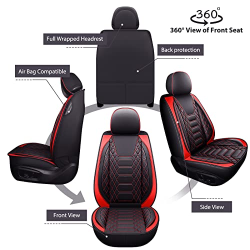 FREESOO Car Seat Covers Leather Seat Cover Full Set Beige Automotive Cushion Protector Accessories Airbag Compatible Universal Fit 5 seats Vehicle