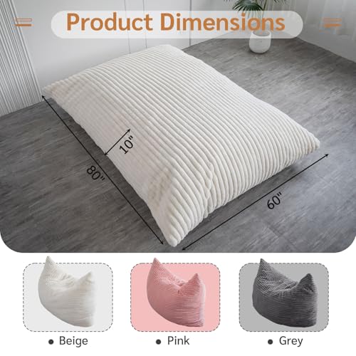 BYBYME 3 in 1 Bean Bag Chairs, Bean Bag Bed for Adults High-Density Foam Filling, Convertible Sofa Bed Faux Fur, Giant Bean Bag Chairs for Adults