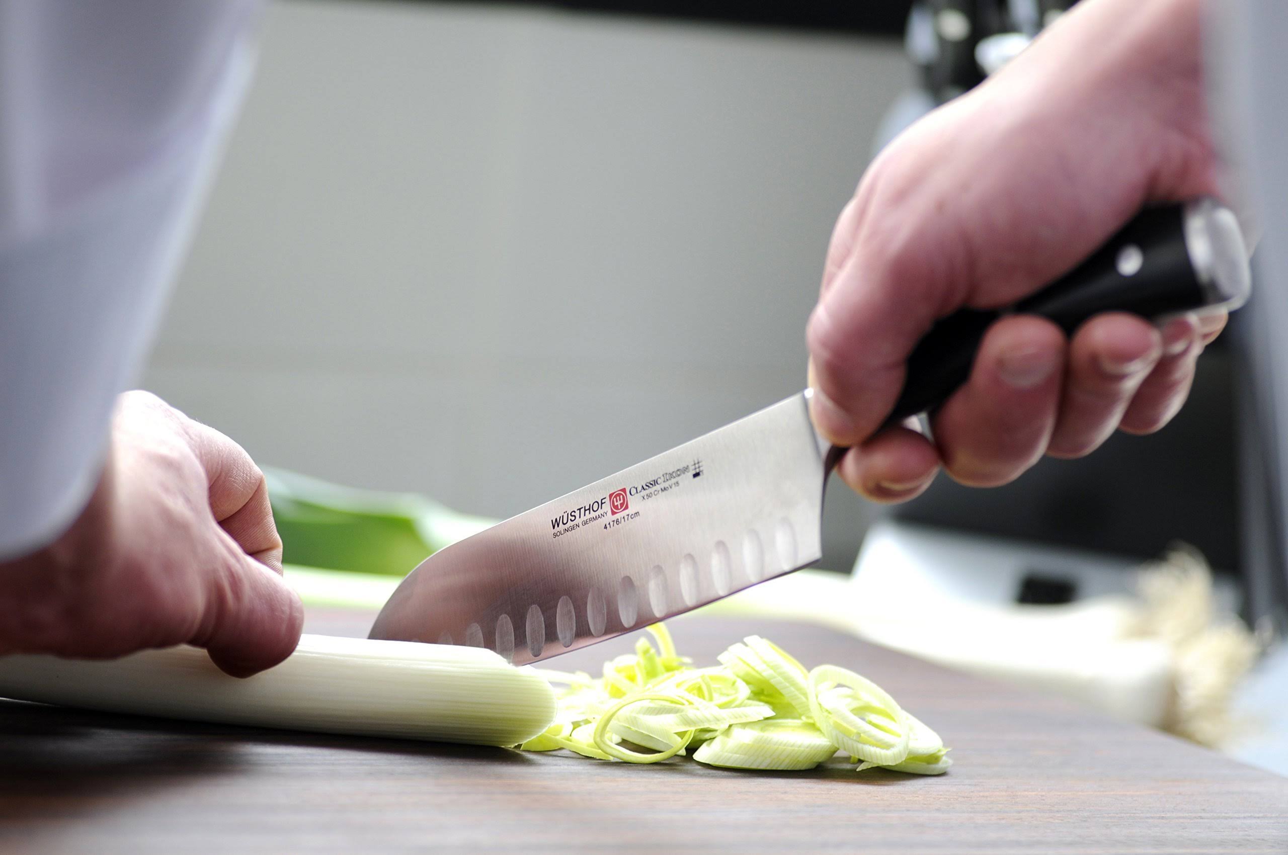 Wusthof WU4176 Classic Ikon 7-Inch Santoku Hollow Edge Black