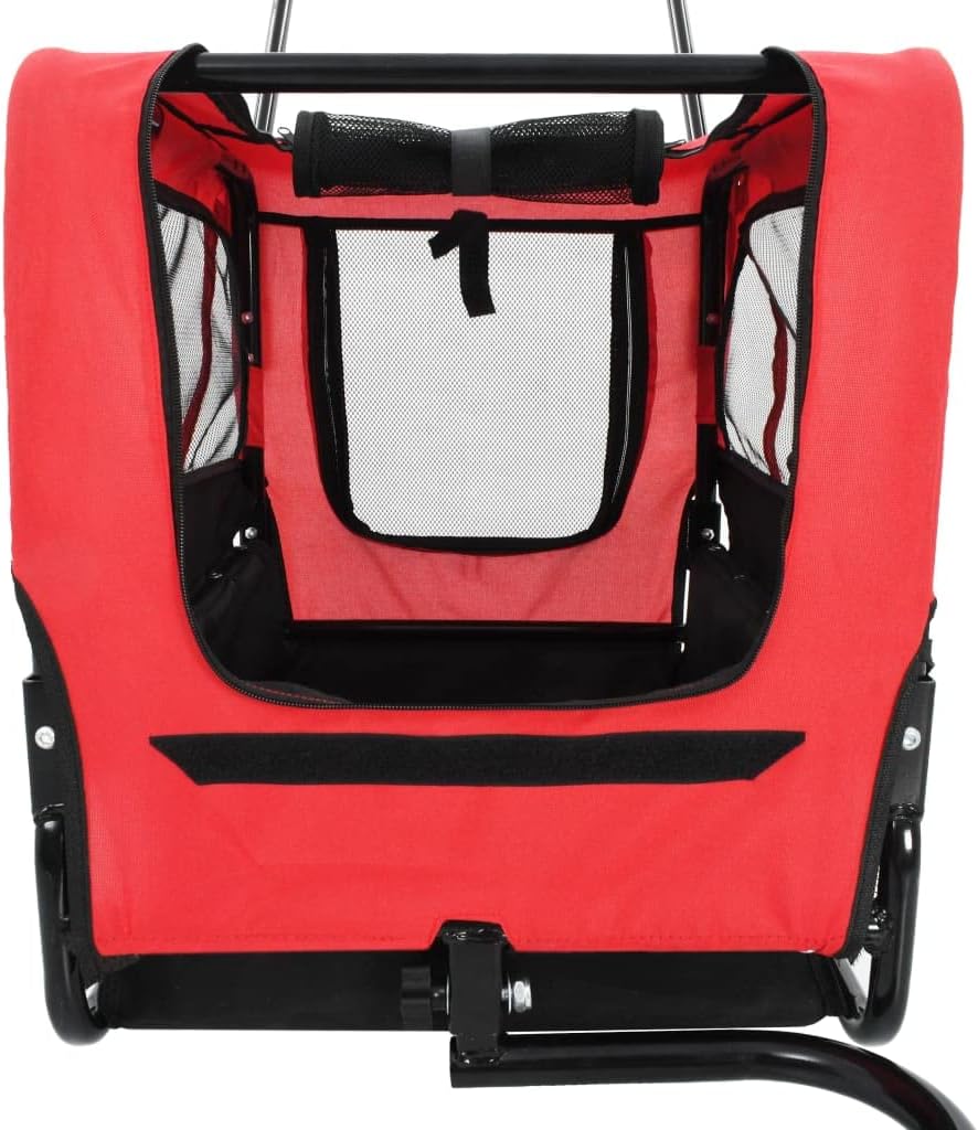 2 in 1 Dog Bike Trailer and Jogging Stroller | Folding Pet Stroller Bicycle Carrier | Foldable Dog Cart for Bicycle | Pet Wagon Cargo Carrier and Jogger for Small and Medium Pet | Red and Black