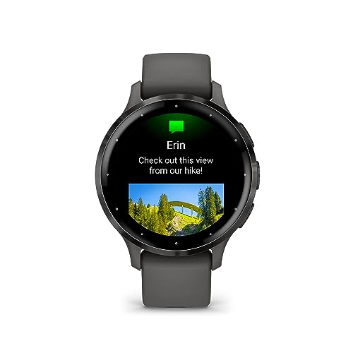 Garmin Venu 3S Slate Stainless Steel Bezel 1.2-Inch AMOLED Touchscreen Display Smart Watch with 41mm Pebble Gray Case and Silicone Band