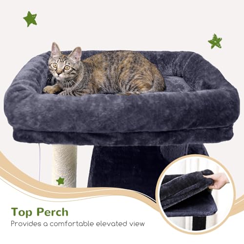 Globlazer Heavy Duty Cat Tree, 70 inch Sturdy Cat Tree for Indoor Cats Extra Large Cat Tower with Scratching Post, Hammock, Cat Condo for Adult Cats Kittens, F70 Pro, Light Grey