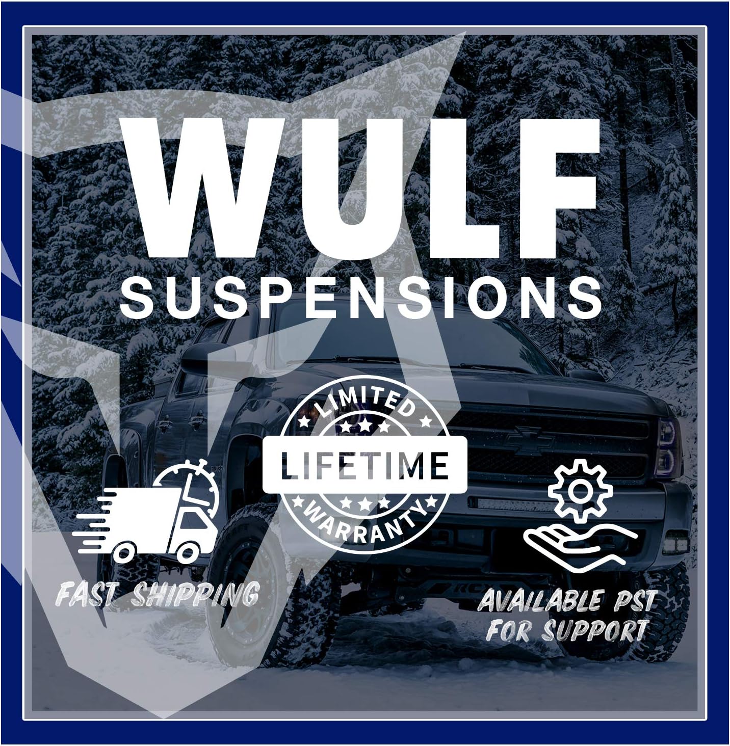 WULF 1-3" Front 1.5-2" Rear Adj Leveling Lift Kit with Extended WULF Shocks compatible with 1998-2011 Ford Ranger 4X4 with Torsion Bar Suspension