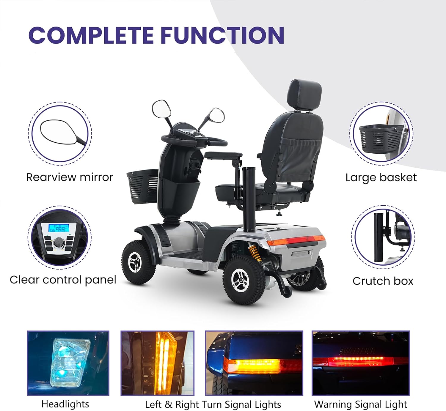 Tamco Mobility Scooter, 4 Wheel Electric Mobility Scooters for Adults Seniors - 350lbs Capacity, All Terrain Recreational Mobility Scooter for Travel (Grey)