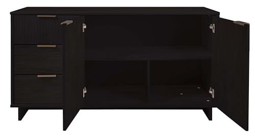 Manhattan Comfort Granville 55-Inch Modern Sideboard Buffet Cabinet with Storage for Dining and Living Room Use, 3 Full Extension Soft Close Drawers and Concealed Shelves, Sage Green