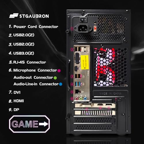 STGAubron Gaming PC Desktop Computer, Intel Core I7 up to 3.9 GHz, Radeon RX 580 8G, 16G RAM, 512G SSD, WiFi, Bluetooth 5.0, RGB Fan x6, RGB BT Sound Bar, Windows 10 Home
