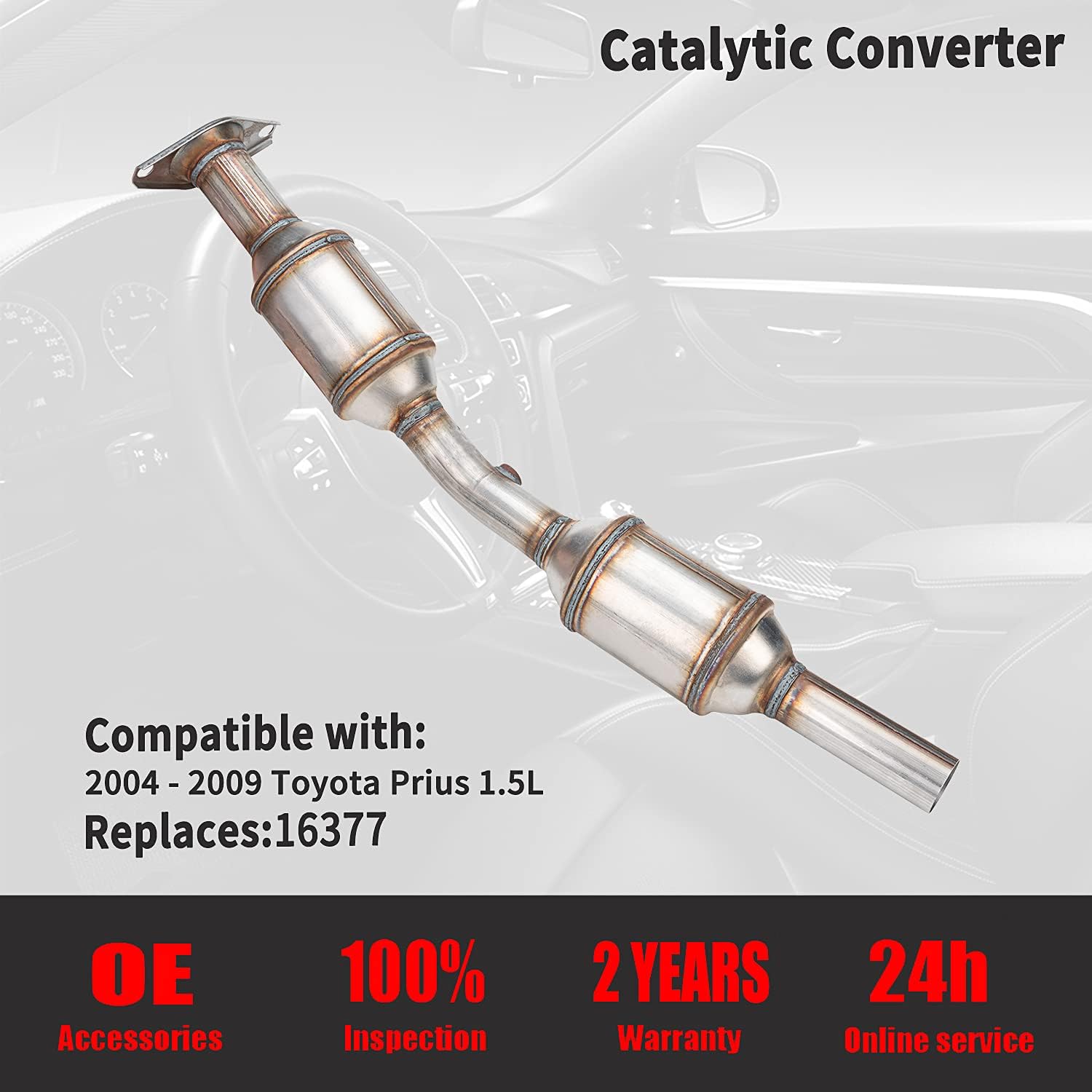 Catalytic Converter Replacement for 2004 2005 2006 2007 2008 2009 Toyota Prius 1.5L Direct-Fit High Flow Series Replaces 16337 (EPA Compliant)