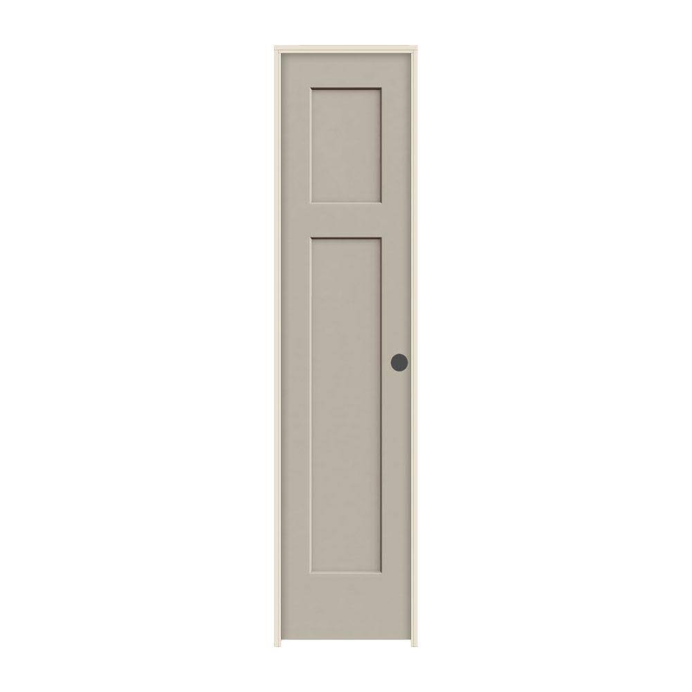 JELD-WEN 18 in. x 80 in. Craftsman Desert Sand Left-Hand Smooth Solid Core Molded Composite MDF Single Prehung Interior Door