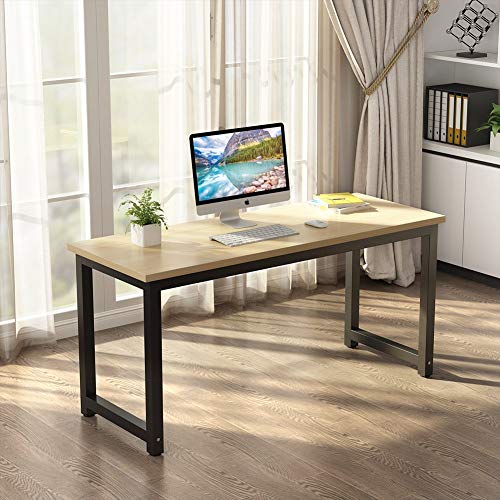 Tribesigns Modern Computer Desk, 63 x 31.5 inch Large Executive Office Desk Computer Table Study Writing Desk Workstation for Home Office, Spliced Desktop, White