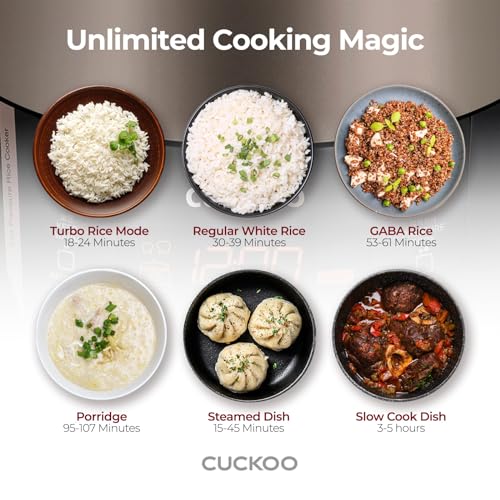 CUCKOO HP Pressure Rice Cooker 12 Menu Options: White, GABA, Steam, Porridge, & More, User-Friendly LED Display, Fuzzy Logic Tech