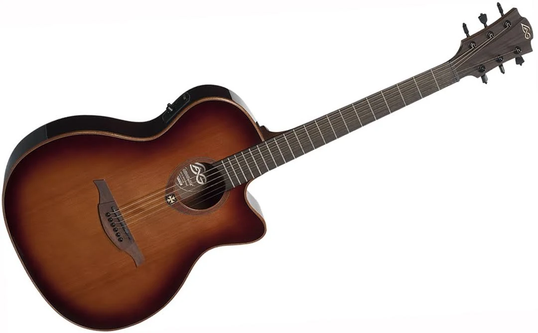 Lag Guitars Tramontane T100ACE Auditorium Cutaway Acoustic-Electric Guitar Brown Sunburst