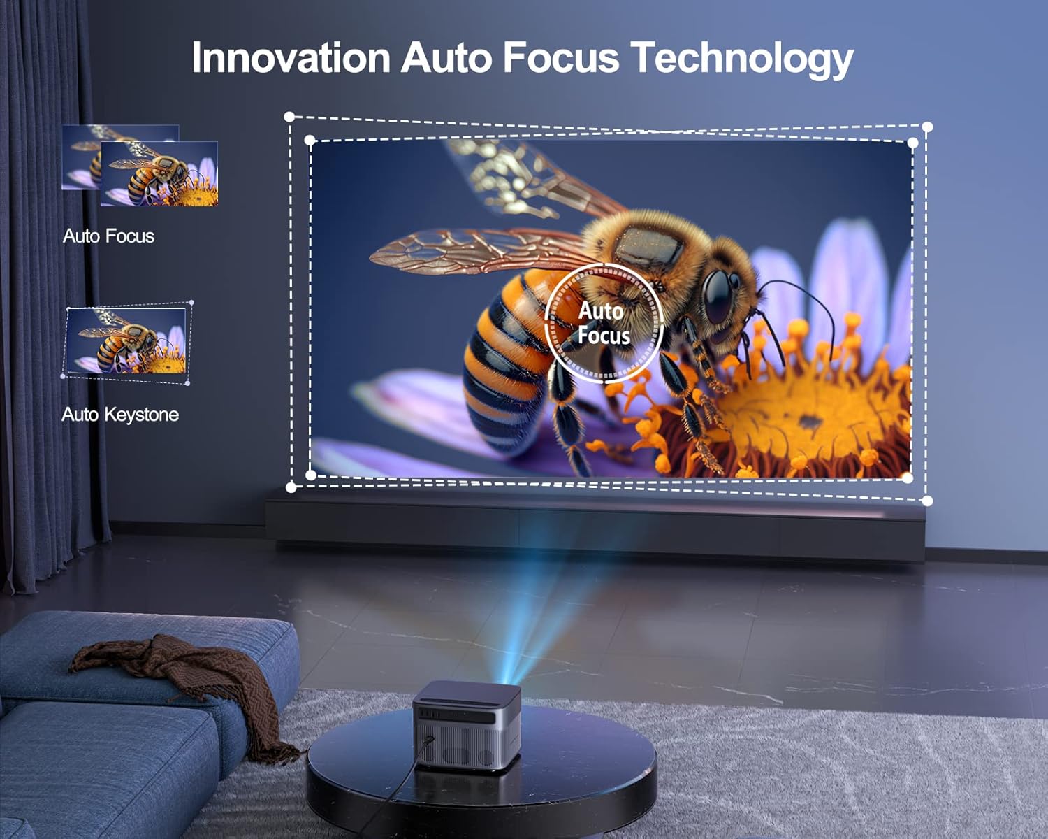 [Auto Focus/Keystone] 4K Projector with WiFi 6 and Bluetooth 5.2, FHD Native 1080P WiMiUS P64 Outdoor Movie Proyector, 50% Zoom, Home Projector Compatible with iOS/Android/HDMI/TV Stick