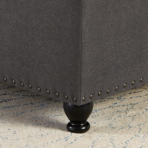 Storage Ottoman, 30 Inchs Square Foot Rest Stool, Storage Chest Footstool Storage Ottoman Bench with Wooden Legs, 300 lbs Weight Capacity (Beige)