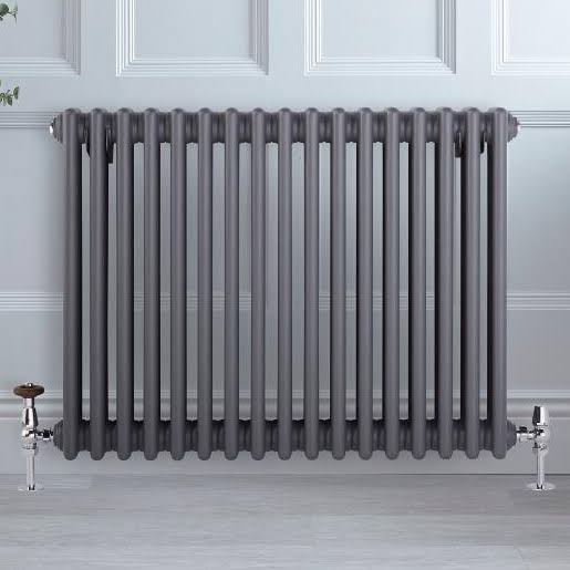 Hudson Reed Regent - Cast Iron Hot Water Radiator - 24x22 x 30x22 - Horizontal European Design - Anthracite NAHBAT12
