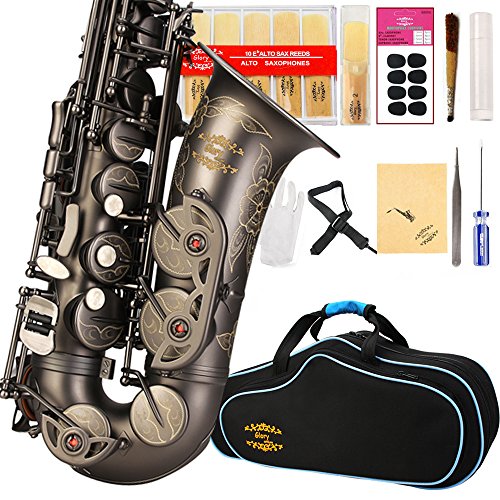 Glory Black Laquer E Flat Alto Saxophone with 11reeds,8 Pads cushions,case,carekit