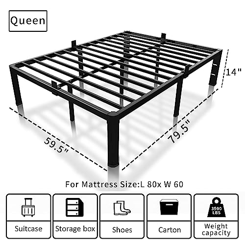 ROIL 12 inch California King Size Bed Frame Metal Platform No Box Spring Needed with Headboard Hole Round Corner Legs Mattress Retainers 3500LBS Heavy Duty Steel Slats Noise-Free Storage