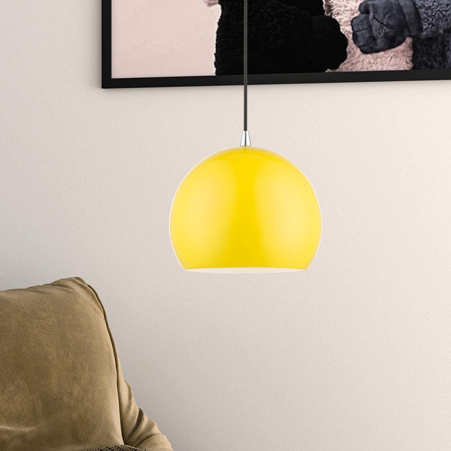 Livex Lighting Piedmont - 1 Light Globe Pendant in Industrial Style-15 Inches Tall and 10 Inches Wide-Shiny Yellow/Polished Chrome Fini