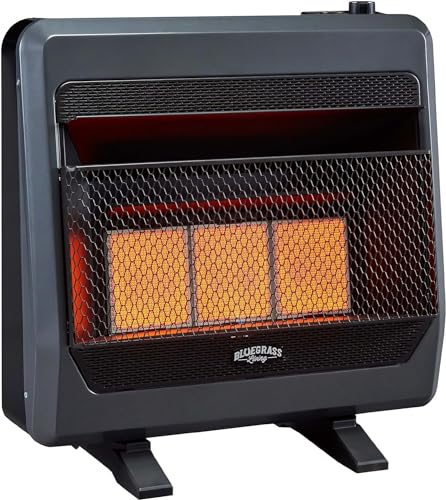 B20TNIR-BB Ventless Natural Gas Infrared Space Heater with Thermostat Control for Home & Office, 20000 BTU, Heats Up to 950 Sq. Ft., Includes Wall Mount, Base Feet, and Blower, Black