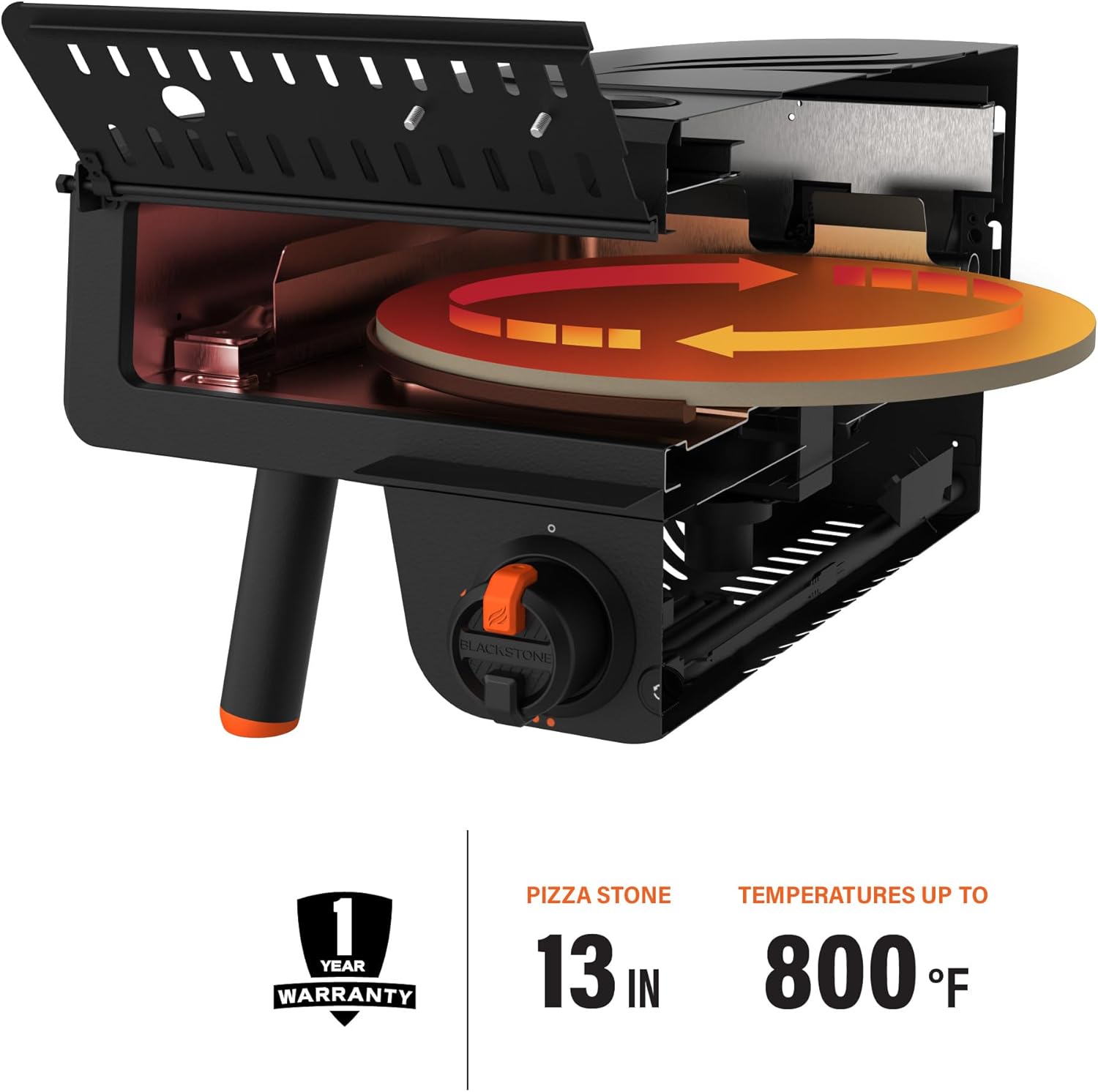 Blackstone 2238 Leggero Tabletop Pizza Oven with 13” Rotating Pizza Stone, Black